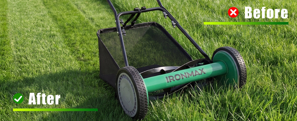 Manual Lawn Mower, 14 Inch 5-Blade Walk-Behind Cordless Grass Cutter with 7 Gallon Removable Grass Collect Bag, Adjustable Cutting Heights, Push Reel Lawn Mower for Yard, Garden
