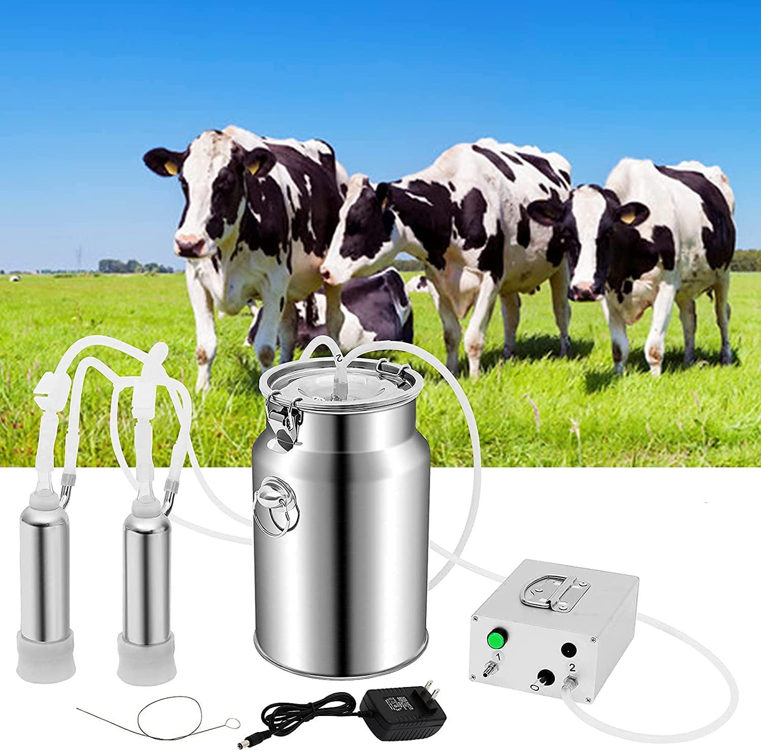huidazhou 5l milking machine for cow, pulse direct suction integration vacuum pump and automatic stop device, portable livestock milking equipment for cows