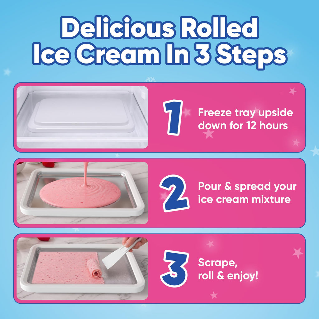 Rolled Ice Cream Maker Kit - Ice Cream Cold Plate Makes Delicious Treats - Rolled Ice Cream Tray is Perfect  Ice Cream Maker - Roll Ice Cream Maker for Kids & Family