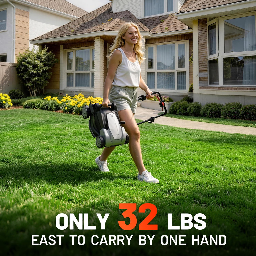 Electric Lawn Mower Cordless,Grass Cutter Machine for 3200 Sq. Ft, Lawnmower with Brushless Motor, 16.5 in Cutting Width, Cutting Height 1-2.5 in, 2 x 5.0 Ah Batteries &amp; Charger