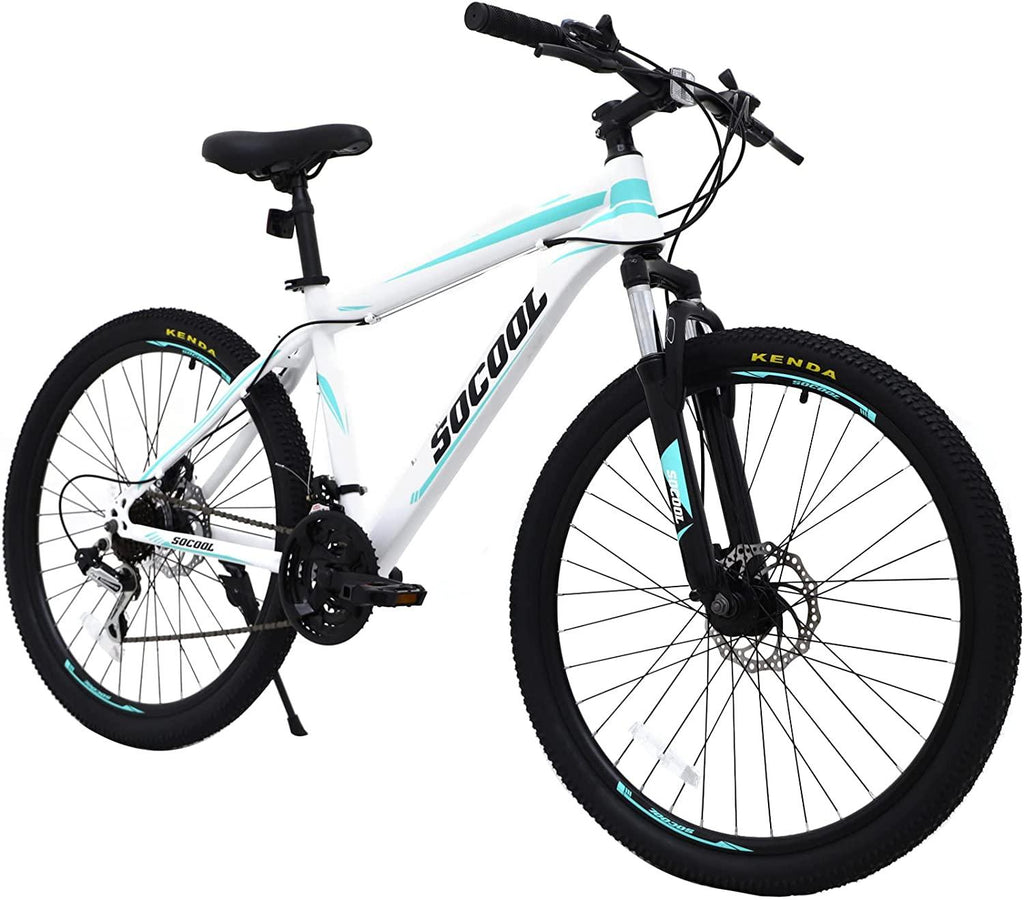 SOCOOL Mountain Bike, Mountain 26 inch, 21-Speed, Lightweight (White/Black)