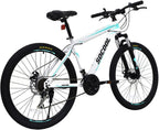 26 inch Mountain Bike Disc Brake 21 Speed Bike for Adult or Teens, Dual Disc Brake City Road Bicycle (White)