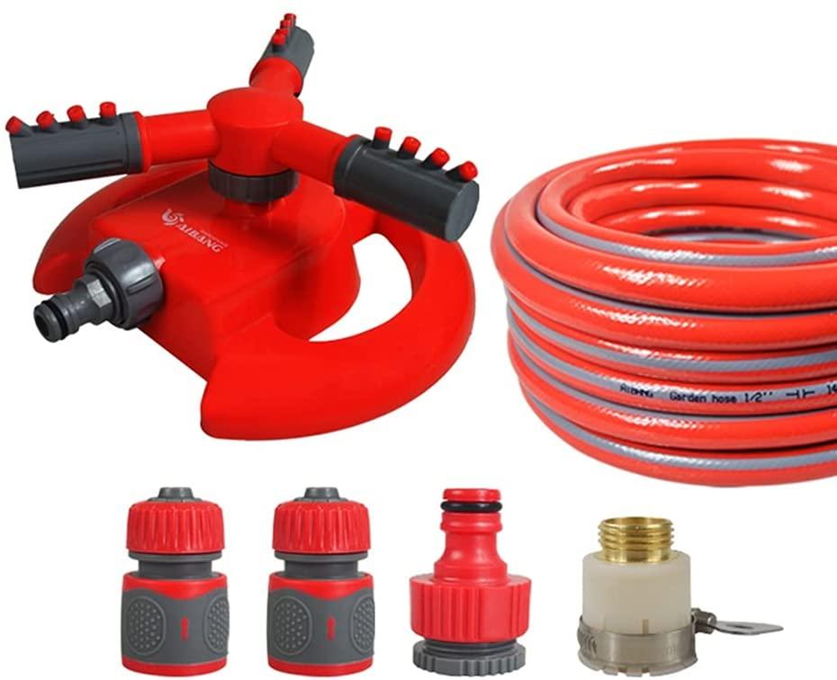 BBGS Automatic Swing Sprayer with Hose, 360 Degree Rotating 3 Arms Garden Sprinkler Sprayer, Nozzle Garden Lawn Irrigation Watering Tool (Size : 50m)