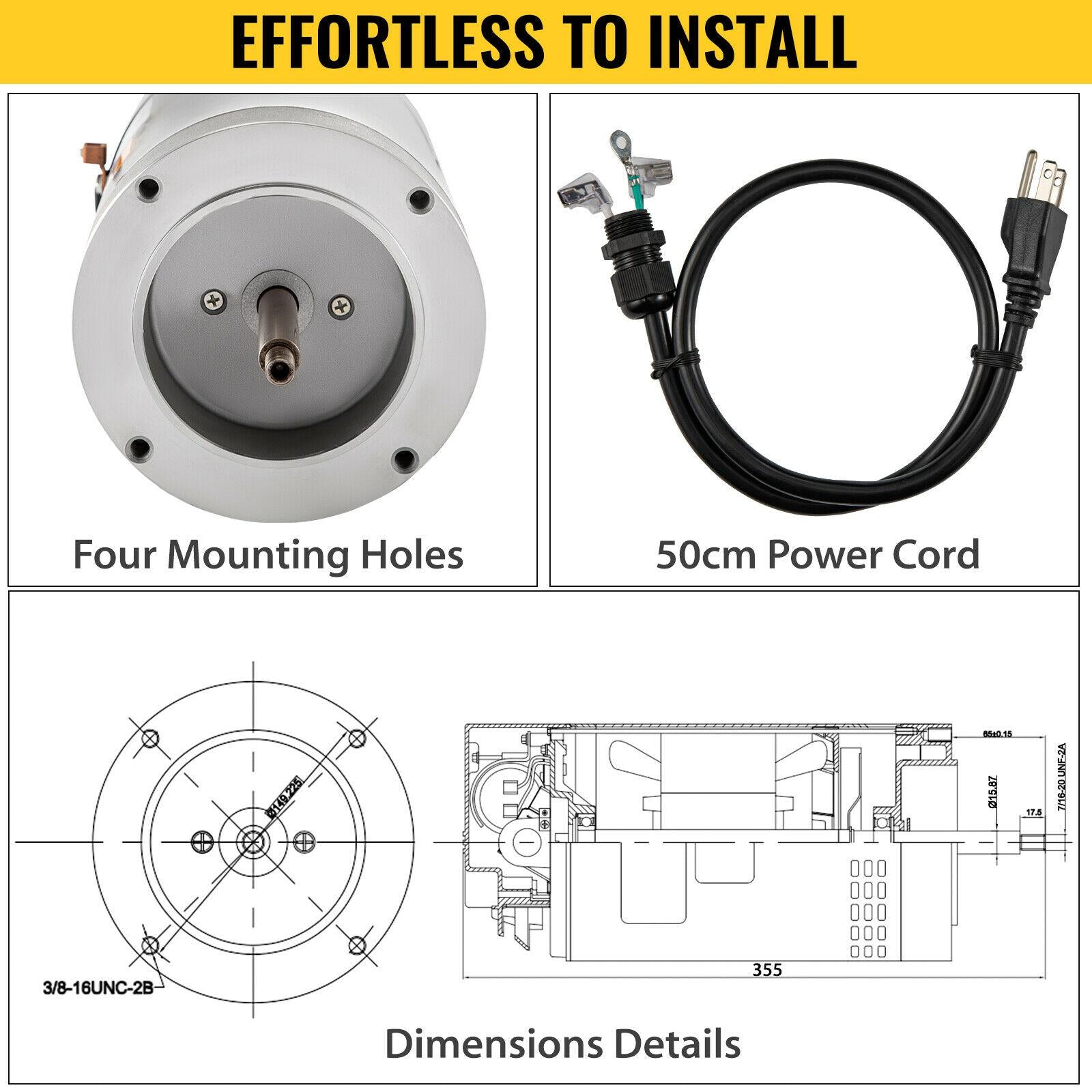 3/4 hp pool pump motor 56j 1sf 115/230v swimming pool motor 3450rpm vevor