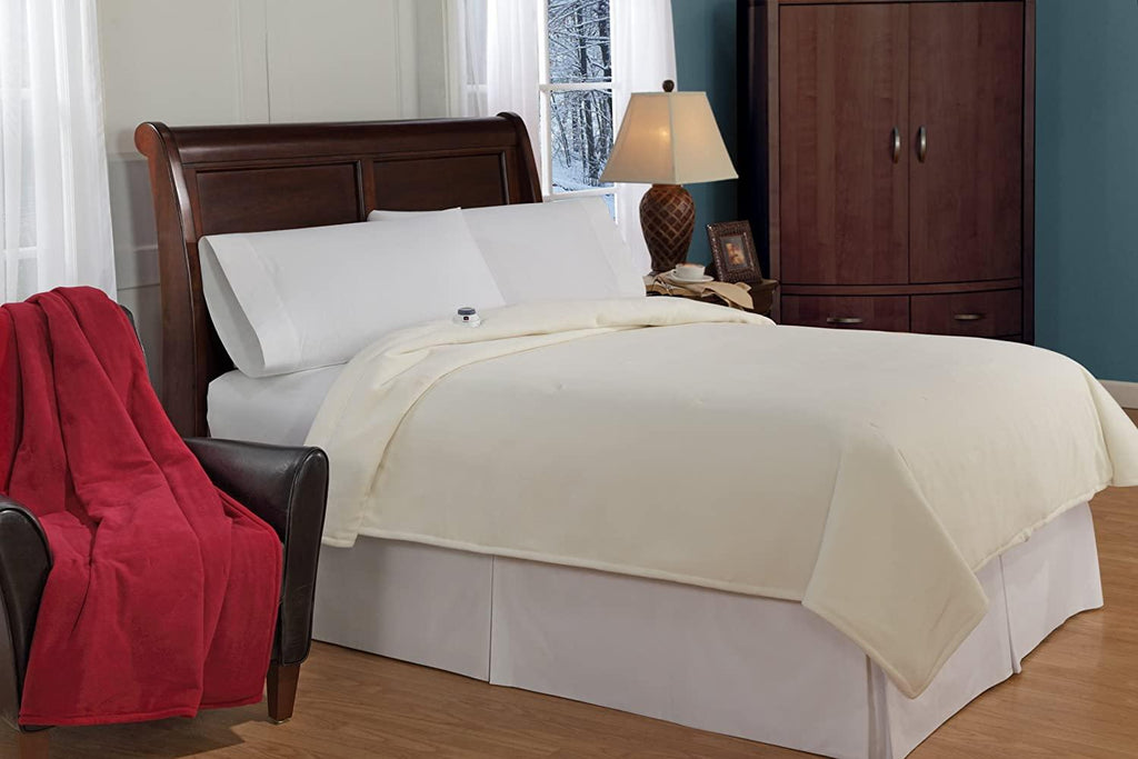 SoftHeat | Luxury Micro-Fleece Heated Electric Warming Blanket with Safe &amp; Warm Low-VoltaTechnology, Full, Natural