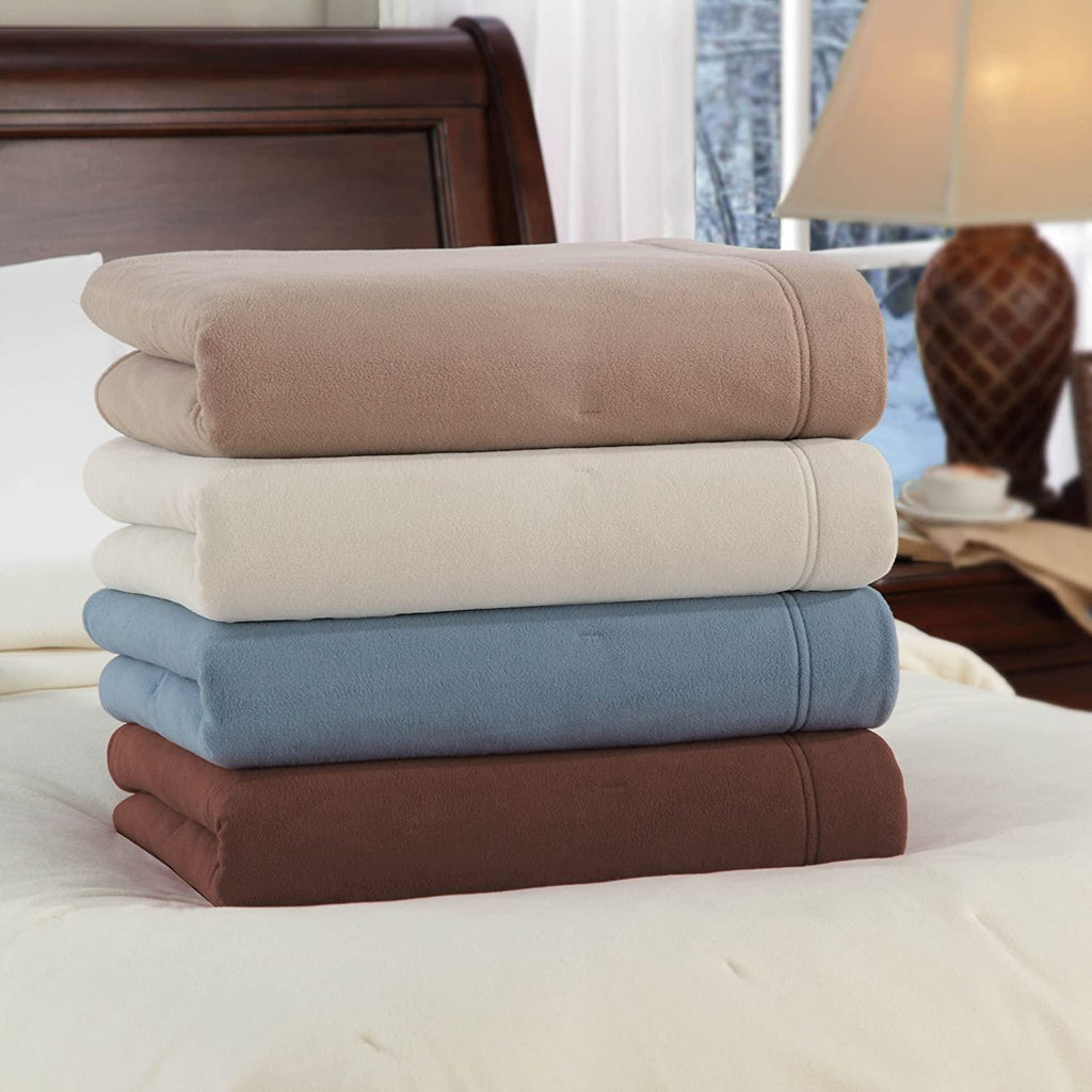 SoftHeat | Luxury Micro-Fleece Heated Electric Warming Blanket with Safe &amp; Warm Low-VoltaTechnology, Full, Natural