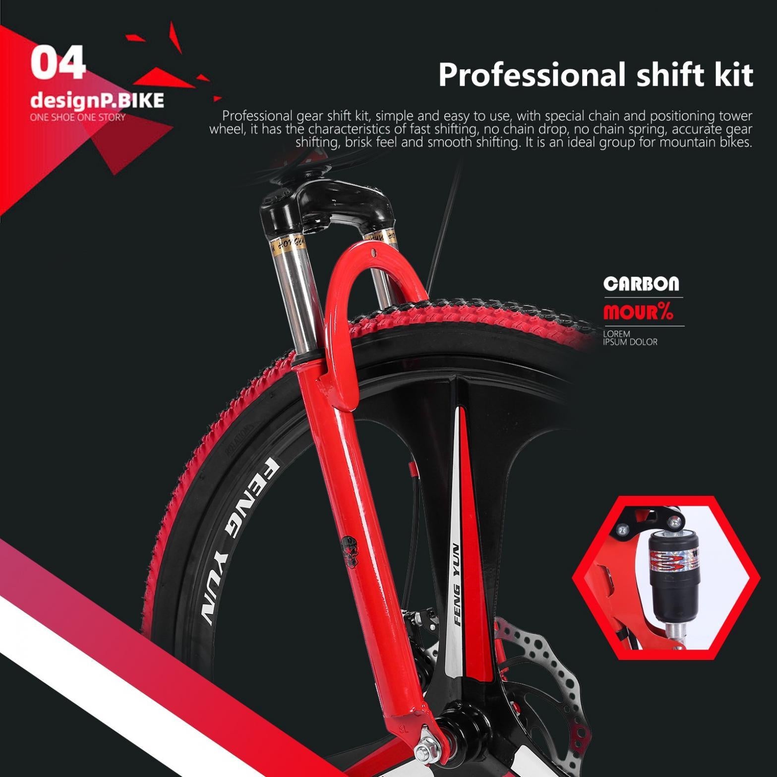 Wjhwsx 26 In. Folding Bike Mountain Bike s 21 Speed Bicycle Full Suspension MTB Bikes for Men and Women Red