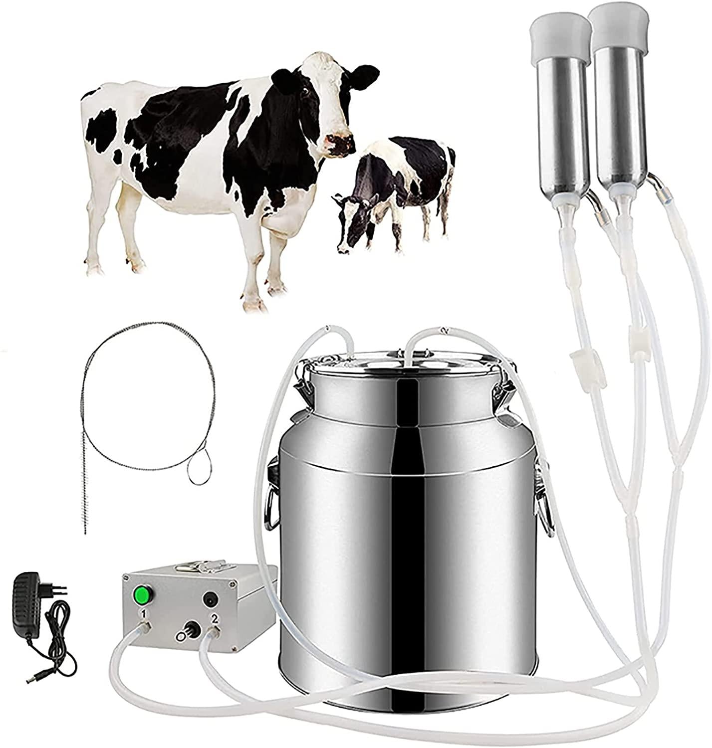 huidazhou milking machine kit for cow, 7l goat sheep portable stainless steel bucket suction milker, livestock household domestic farm milking device