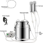 huidazhou milking machine kit for cow, 7l goat sheep portable stainless steel bucket suction milker, livestock household domestic farm milking device