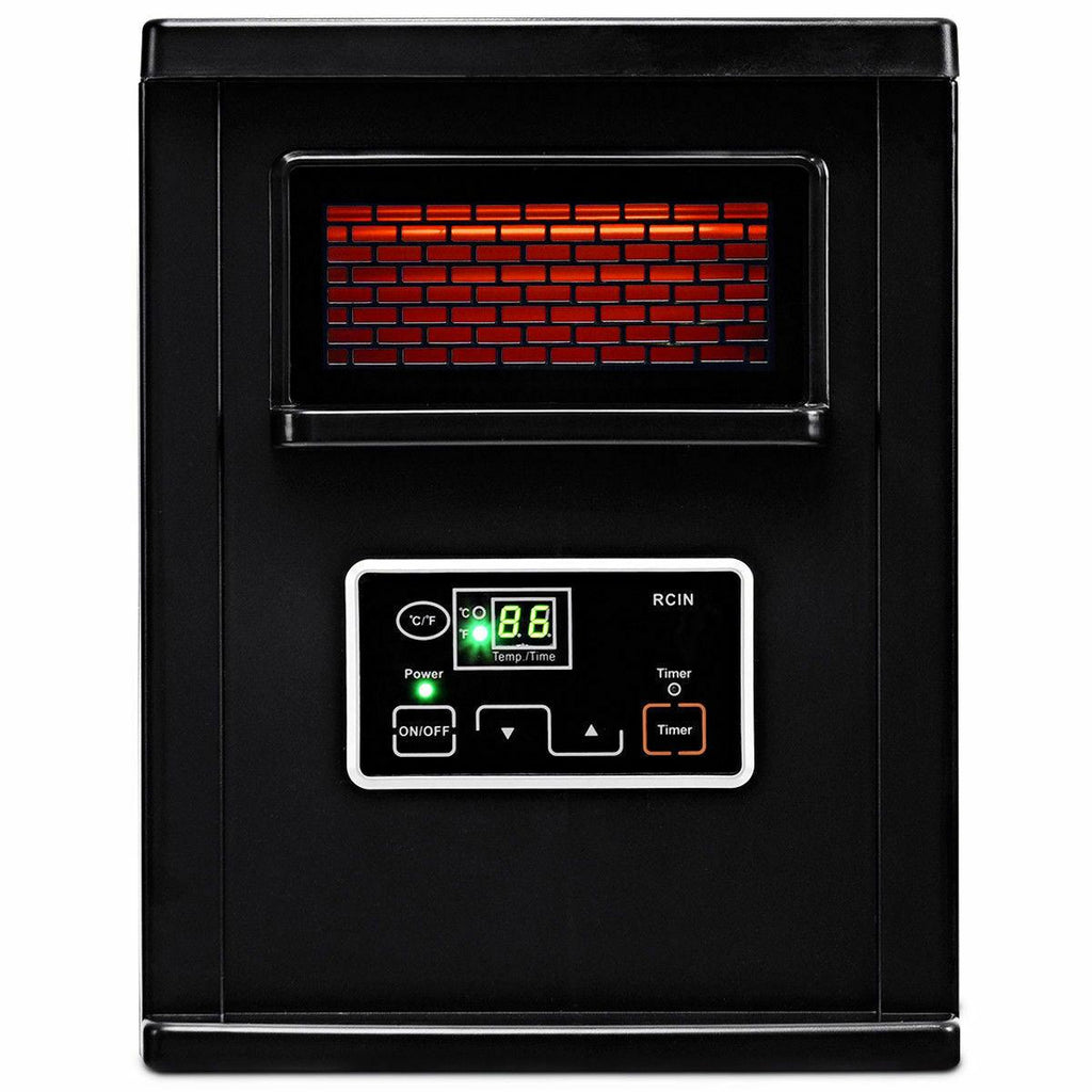 Gymax Remote Control 1500W Electric Heater Portable Infrared Space Machine w/ LED display Black