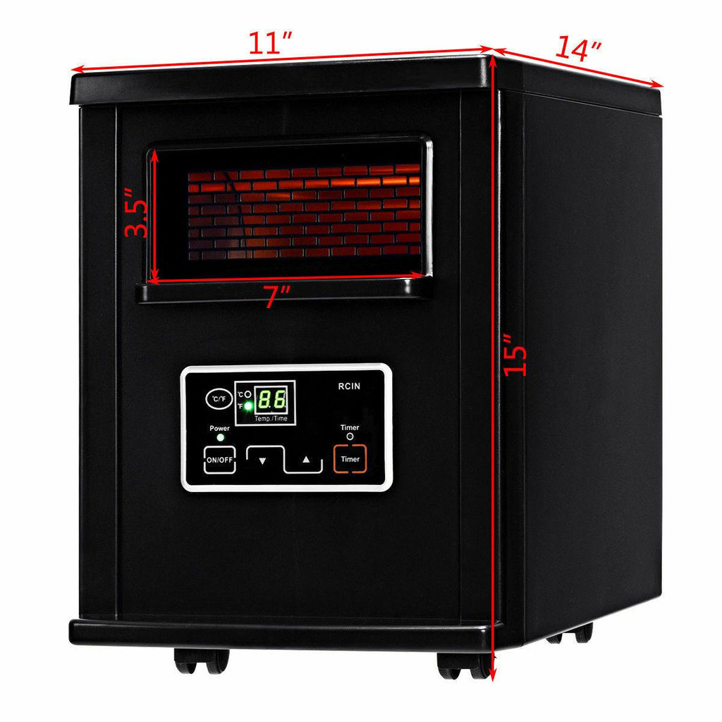 Gymax Remote Control 1500W Electric Heater Portable Infrared Space Machine w/ LED display Black