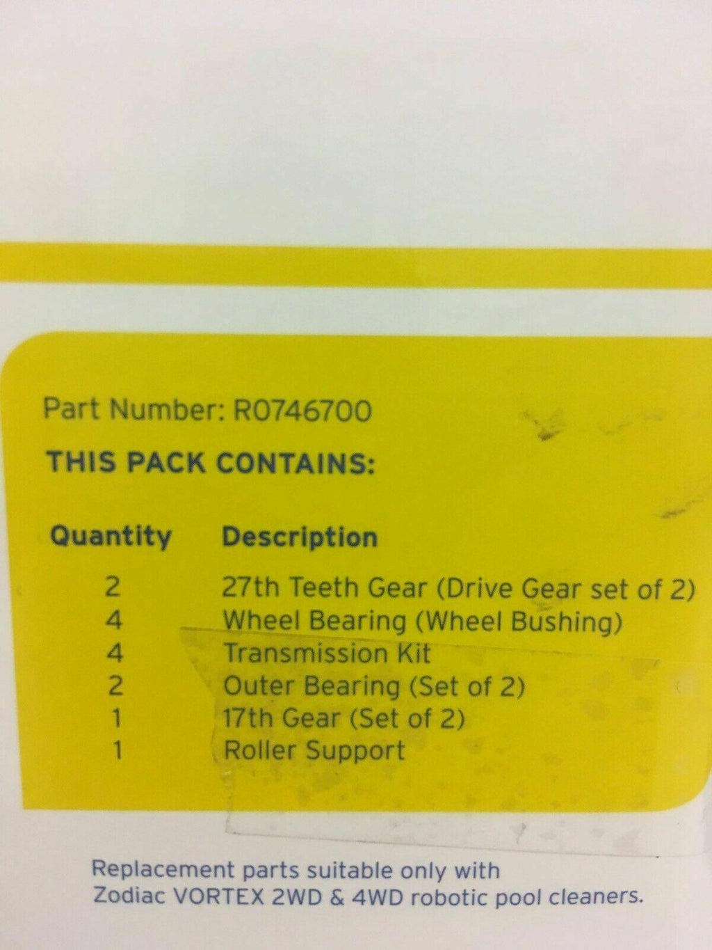 zodiac vortex robotic motor tune-up kit - r0746700 genuine