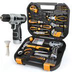 Upgraded 180 Piece Tool Set, Tool Kit with 8V Cordless Drill Set, General Household Hand Drill Kit for Men and Women, Plastic StoraToolbox for DIYers, Home Maintenance and Everyday Repairs(Orange)