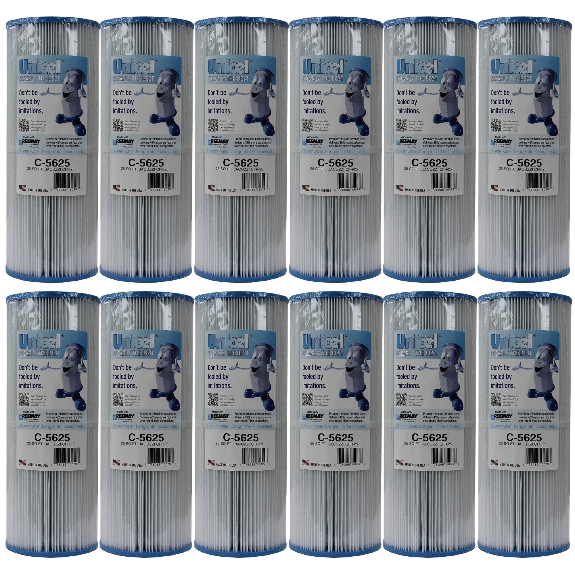 unicel spa replacement cartridge filter 25 sqft cfr-25 in-line (12 pack)