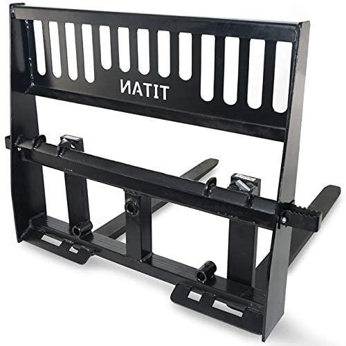titan attachments pro-duty skid steer pallet fork attachment, 48" fork blades, rate 5,000 lb, quick tach tractor loader