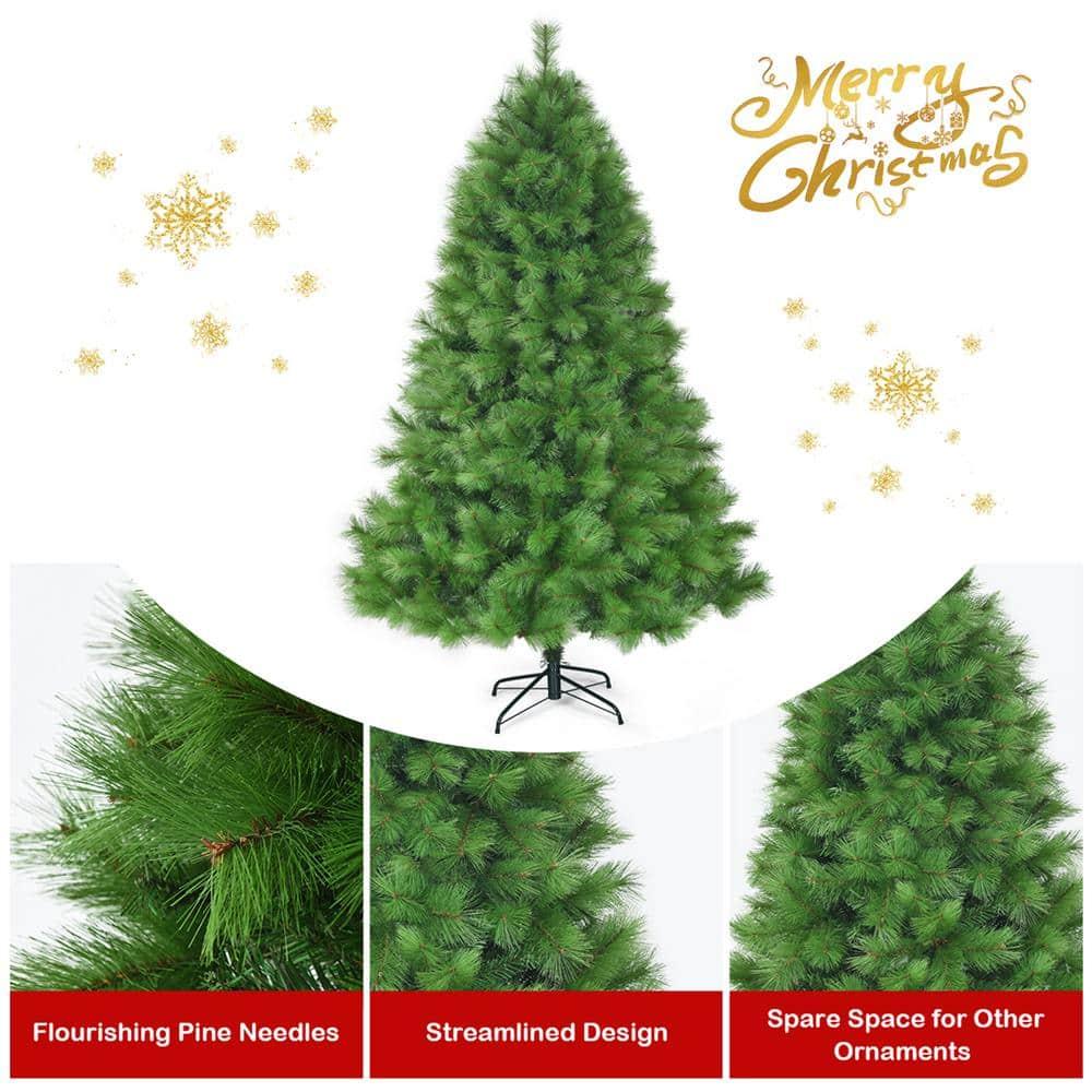 7 ft. Metal Artificial Christmas Tree Hinged Tree with Stand 808 Branch Tips