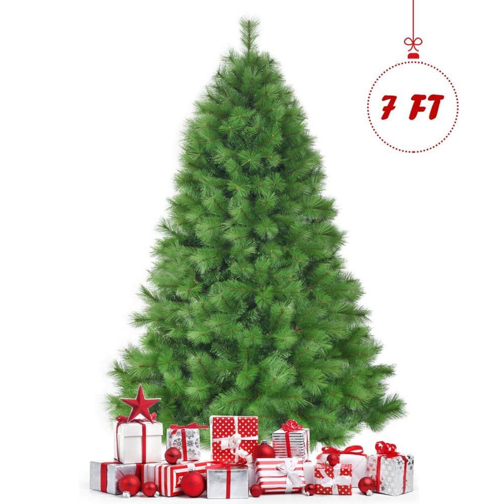 7 ft. Metal Artificial Christmas Tree Hinged Tree with Stand 808 Branch Tips