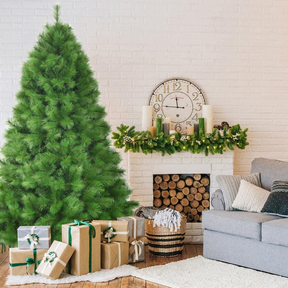 7 ft. Metal Artificial Christmas Tree Hinged Tree with Stand 808 Branch Tips