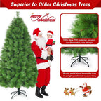 7 ft. Metal Artificial Christmas Tree Hinged Tree with Stand 808 Branch Tips
