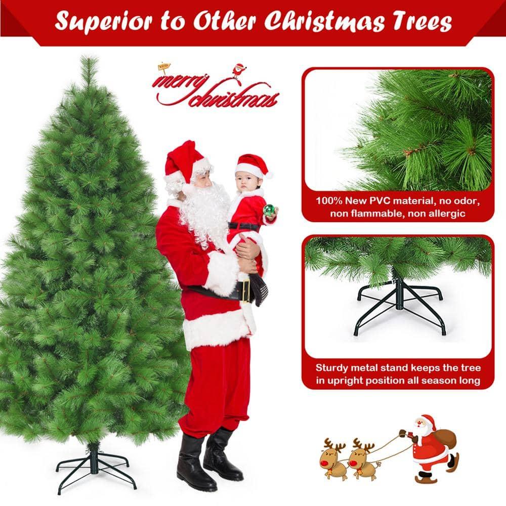 7 ft. Metal Artificial Christmas Tree Hinged Tree with Stand 808 Branch Tips