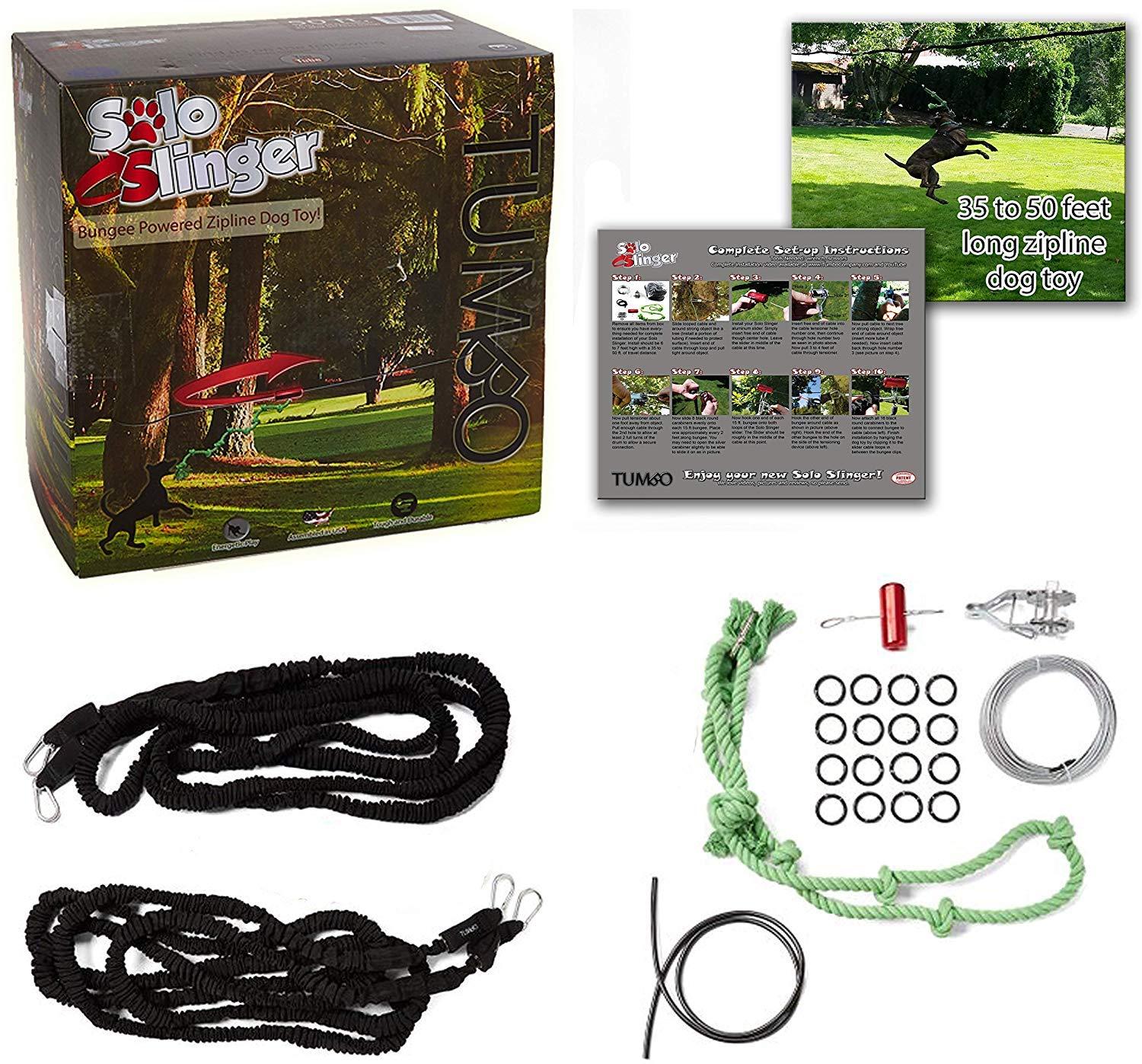 Tumbo Solo Slinger Bungee Powered Interactive Zipline Dog Toy