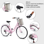 Campingsurvivals Urban Commuter City Bike, 7 Speed Adult Road Bicycle, Pink