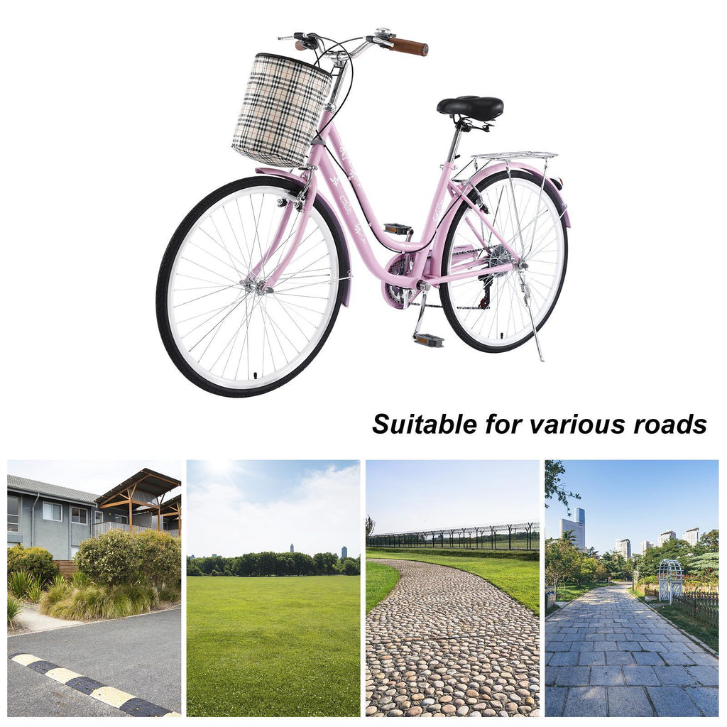 Campingsurvivals Urban Commuter City Bike, 7 Speed Adult Road Bicycle, Pink