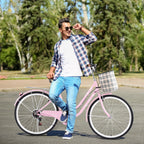 Campingsurvivals Urban Commuter City Bike, 7 Speed Adult Road Bicycle, Pink