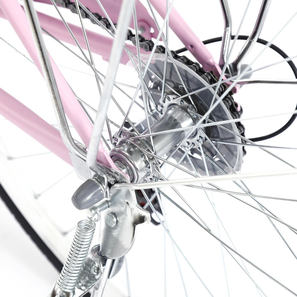 Campingsurvivals Urban Commuter City Bike, 7 Speed Adult Road Bicycle, Pink