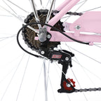 Campingsurvivals Urban Commuter City Bike, 7 Speed Adult Road Bicycle, Pink