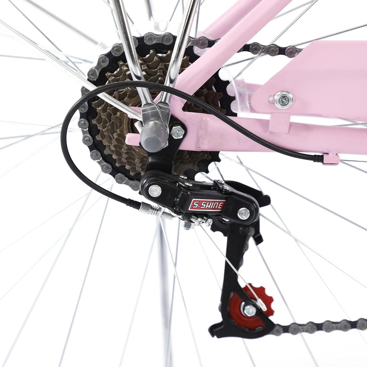 Campingsurvivals Urban Commuter City Bike, 7 Speed Adult Road Bicycle, Pink