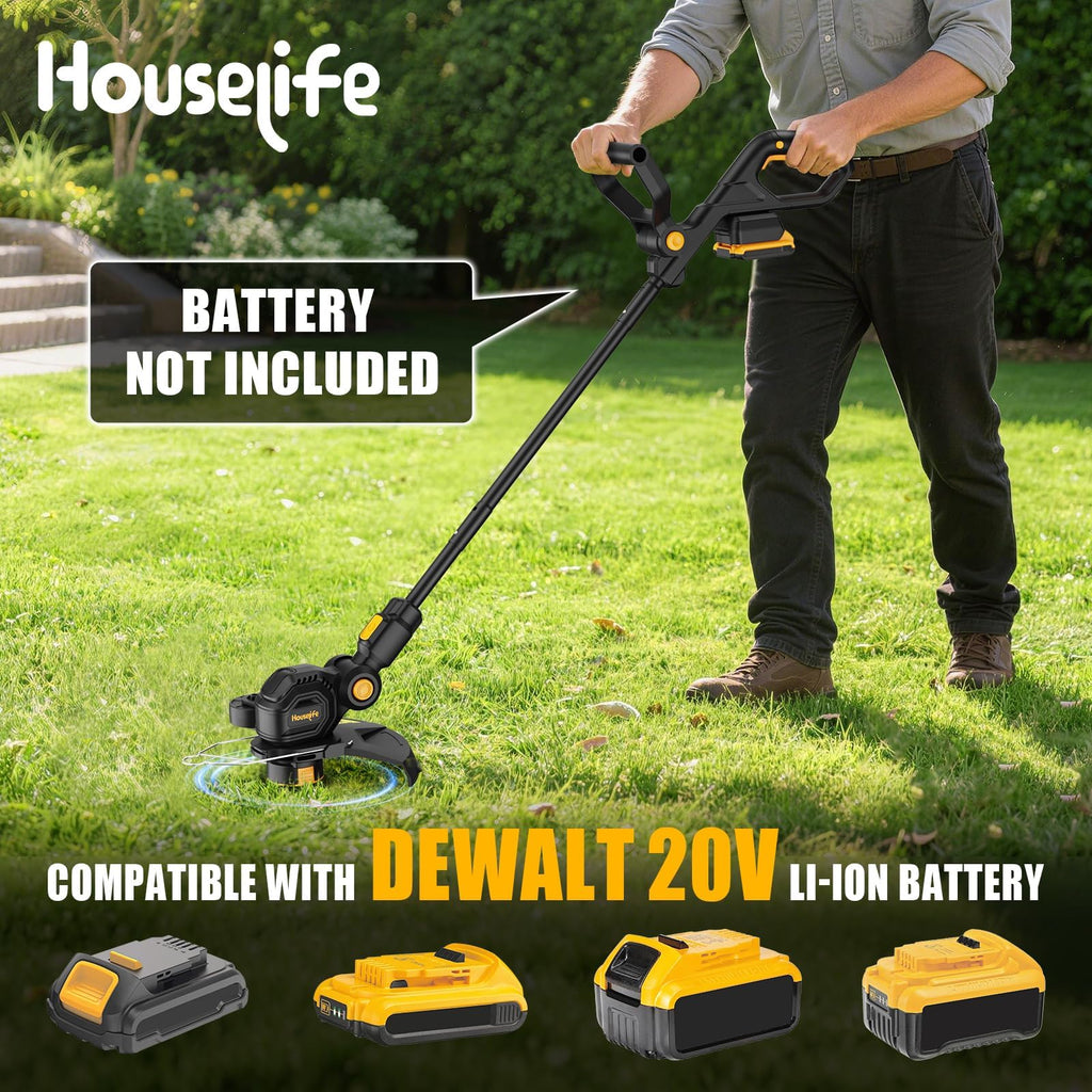 3 in 1 Cordless Weed Eater Compatible with DEWALT 20V MAX Battery,12-Inch String Trimmer Edger &amp; Mini Mower, 8500RPM Auto Feed Weed Wacker w/Adjustable Handle (Tool Only)