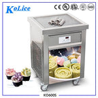 Commercial ETL certificated 21"x21" Single Square Pan Fried Ice Cream Machine, Frozen Yogurt Roll Ice Cream Machine, Fry Ice Cream Roll Machine-auto defrost