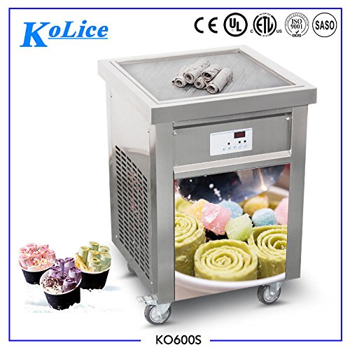 Commercial ETL certificated 21"x21" Single Square Pan Fried Ice Cream Machine, Frozen Yogurt Roll Ice Cream Machine, Fry Ice Cream Roll Machine-auto defrost