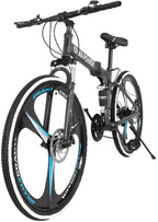26In Fat Tires Adults Mountain Bike Aluminum Frame Bike 21 Speed Dual Disc Brakes Full Suspension Non-Slip MTB Bicycle Road Bicycle City Commuters Men Bike w/Bottle Holder for Men Adults Teens