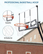 Basketball Hoop Basketball Goal 54" Basketball Backboard 7.5ft-10ft Height Adjustable Portable Basketball System for Adult Youth Kids Indoor Outdoor Use