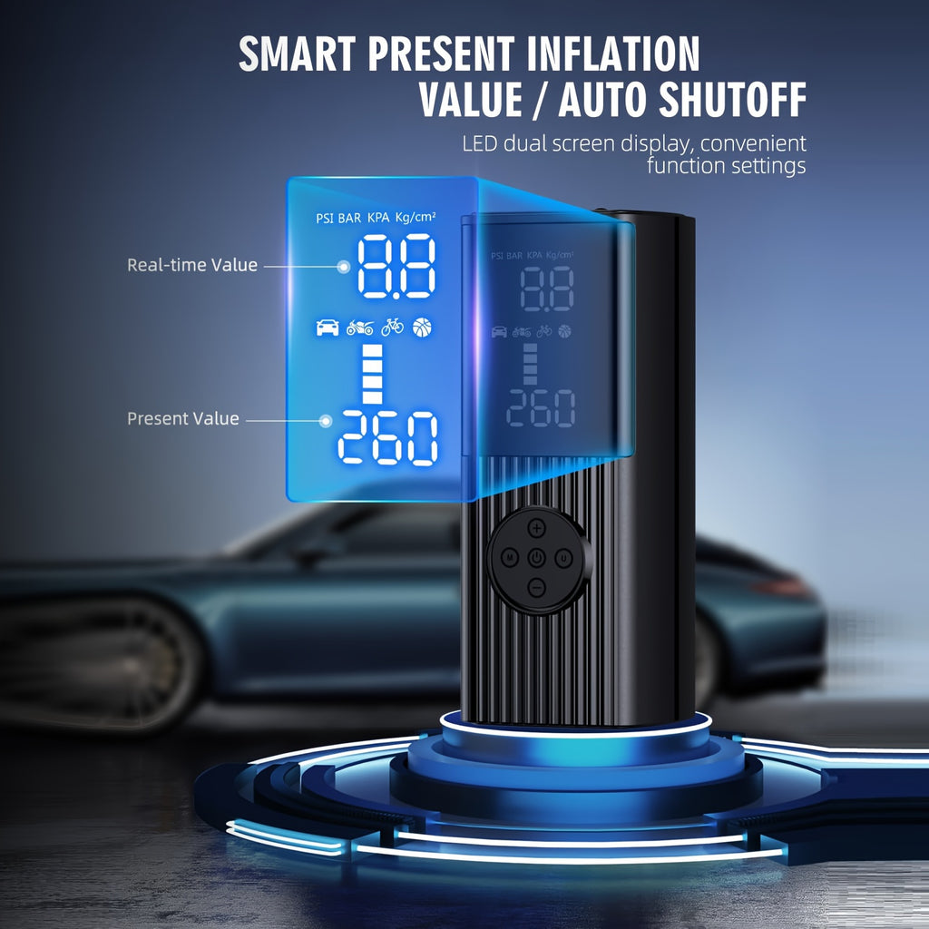 Tire Inflator Portable Air Compressor-180PSI & 20000mAh Portable Air Pump, Accurate Pressure LCD Display, 3X Fast Inflation For Cars,Bikes Balls