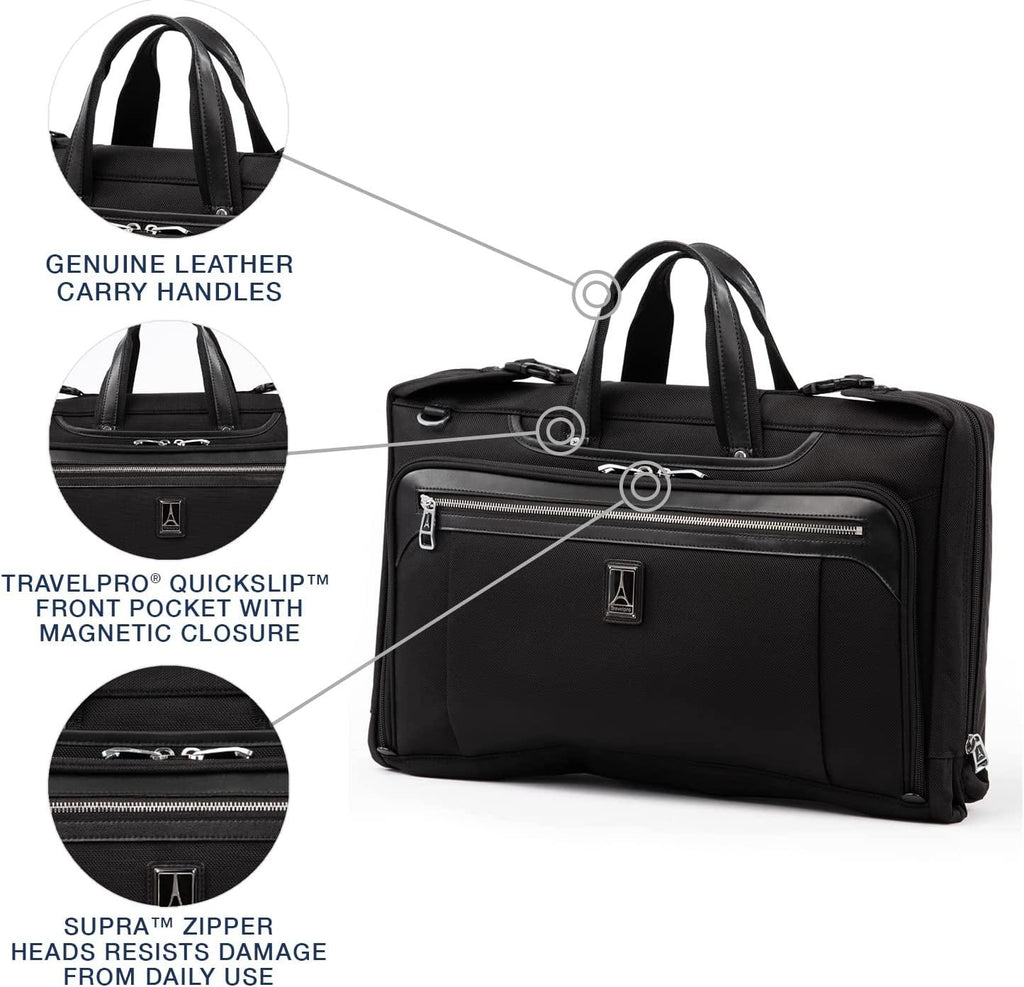 Platinum Elite-Tri-Fold Carry-On Garment Bag, Shadow Black, 20-Inch
