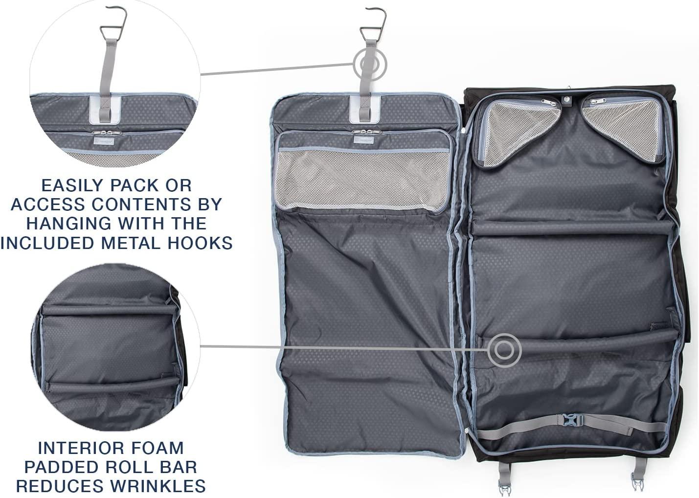 Platinum Elite-Tri-Fold Carry-On Garment Bag, Shadow Black, 20-Inch