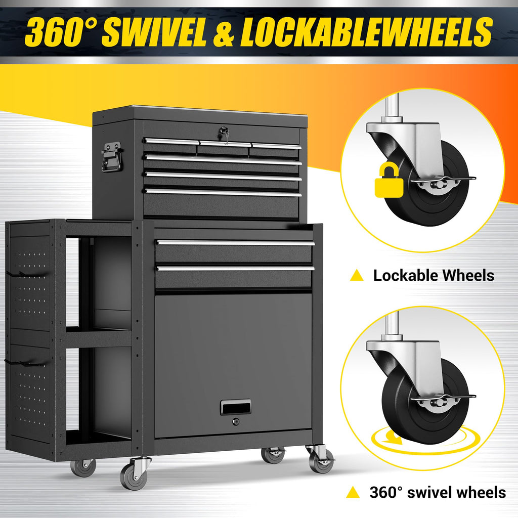 8 Drawer Tool Chest with Wheels, Exclusive 3-In-1 Tool Box Combo with Removable 4-Tire Utility Cart, LocMechanic Tool Cart with Liner for Warehouse, Workshop, 35”W x 13”D x 43”H -2026 Upgrade
