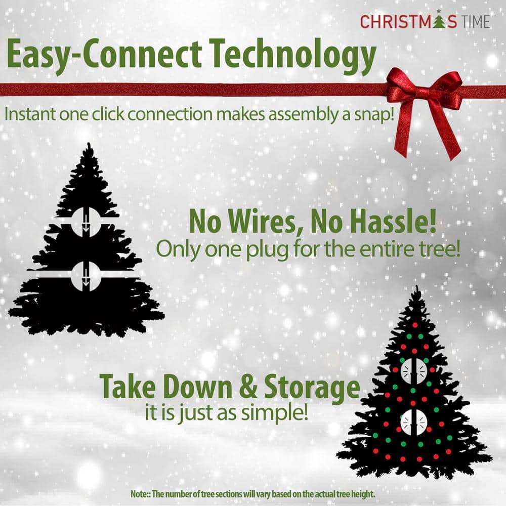 6.5 ft. Prelit Virginia Fir Artificial Christmas Tree with Multi-Color LED String Lights