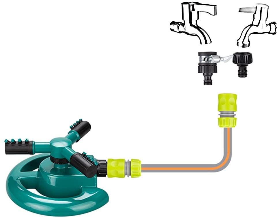 BBGS Garden Lawn Sprinkler with Hose, Automatic Water Sprinkler, 360 Degree Rotating 3 Arms Water Sprinkler Irrigation System (Size : 3/4" hose-30m)