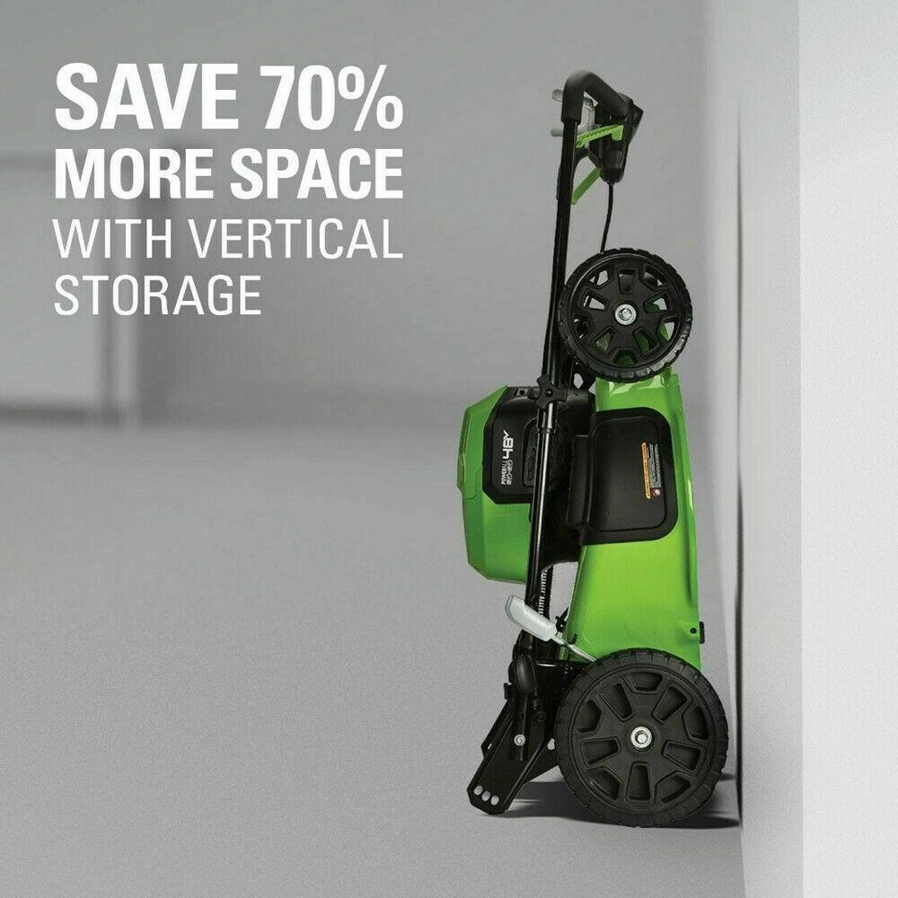 Greenworks 48V 21'' Cordless Lawn Mower Self Propelled Steel Deck 2x 5Ah Battery