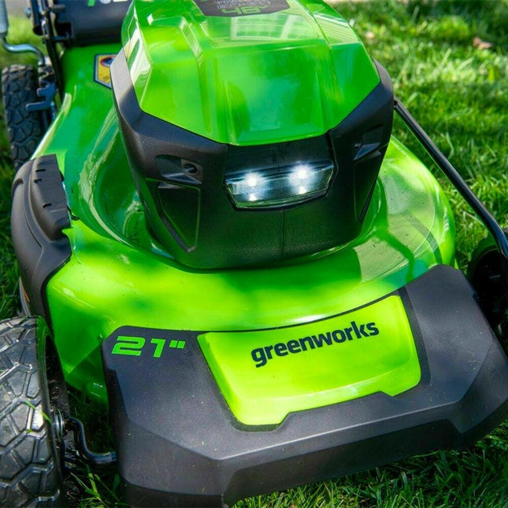 Greenworks 48V 21'' Cordless Lawn Mower Self Propelled Steel Deck 2x 5Ah Battery