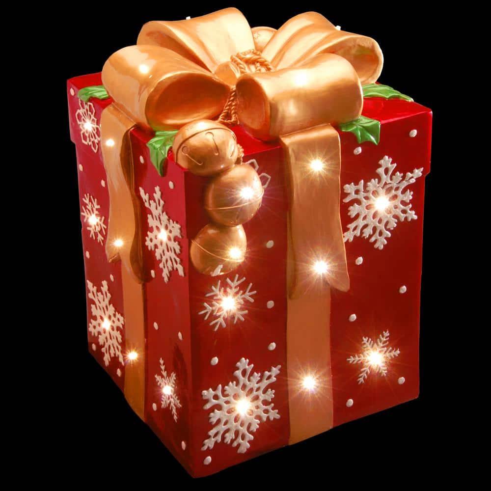 21 in. Pre-Lit Gift Box Decoration