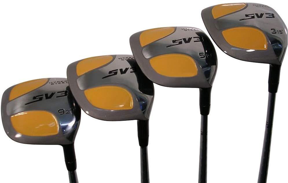 XL Big &amp; Tall Men's (+2" Longer Than Standard Length) SV3 Yellow Square Fairway 3 5 7 9 Set Golf Clubs, Right Handed Ultra Forgiving X Stiff Flex Graphite Shaft