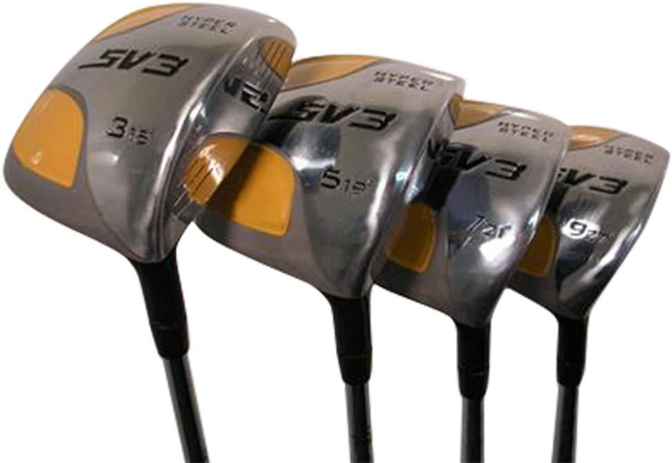 XL Big &amp; Tall Men's (+2" Longer Than Standard Length) SV3 Yellow Square Fairway 3 5 7 9 Set Golf Clubs, Right Handed Ultra Forgiving X Stiff Flex Graphite Shaft