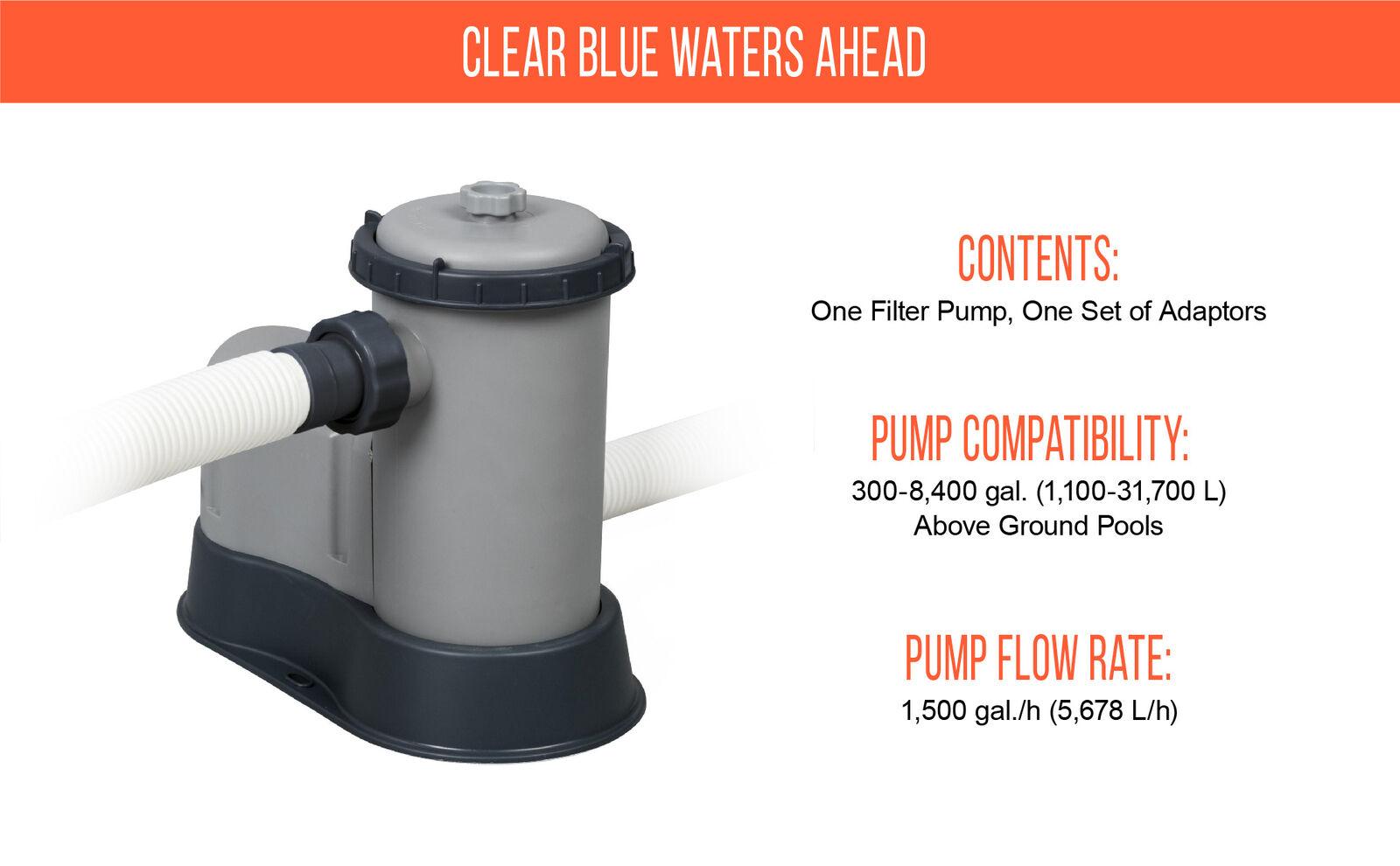 bestway 1500 gph filter pump for above ground swimming pools 58390e usa