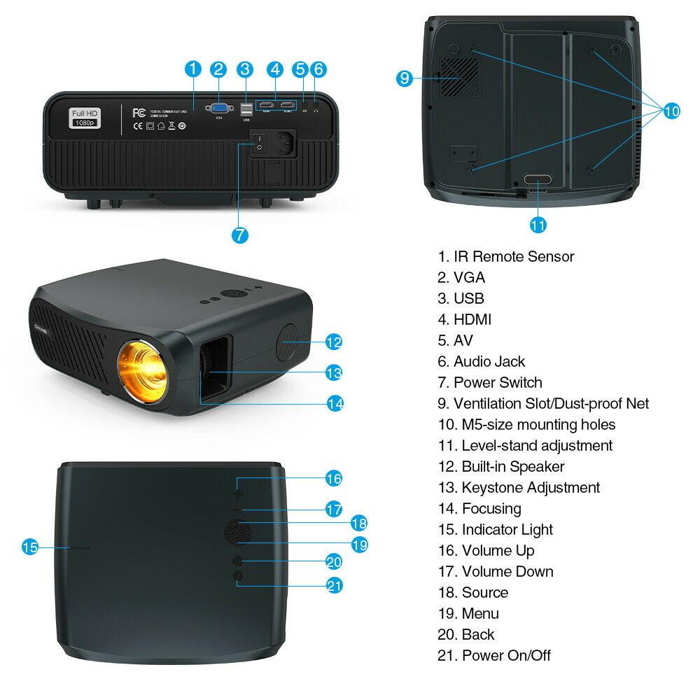 5g wifi 8500lumen native 1080p android projector smart movie tv hdmi 4k zoom vga