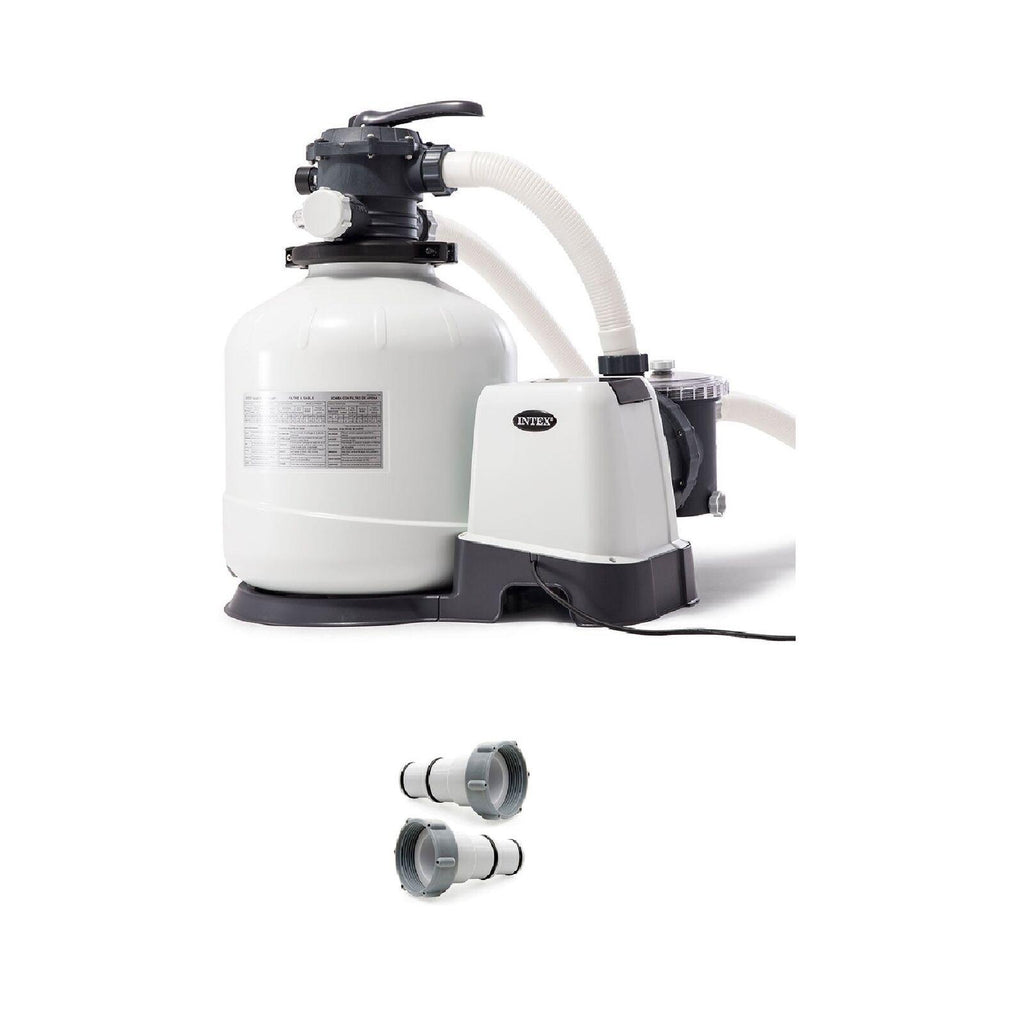 intex pool sand filter pump w/ automatic timer &amp; replacement hose adapter